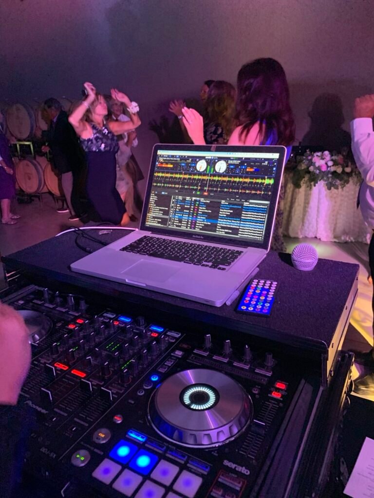 DJ booth set up at a winery event