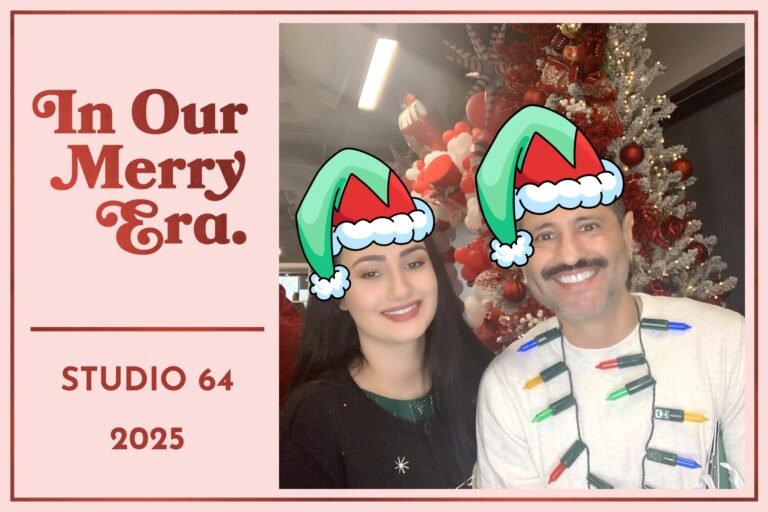 Holiday party photo with custom frame